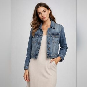 PAIGE Denim Jacket Medium Blue Wash Cropped Trucker